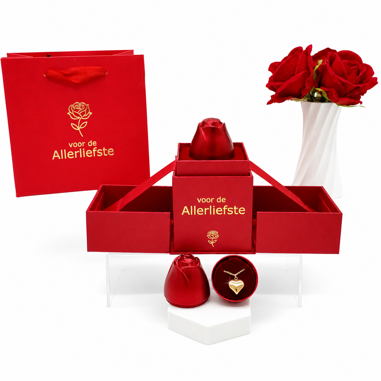 Vintage Hartketting – Luxe Roos Cadeaubox