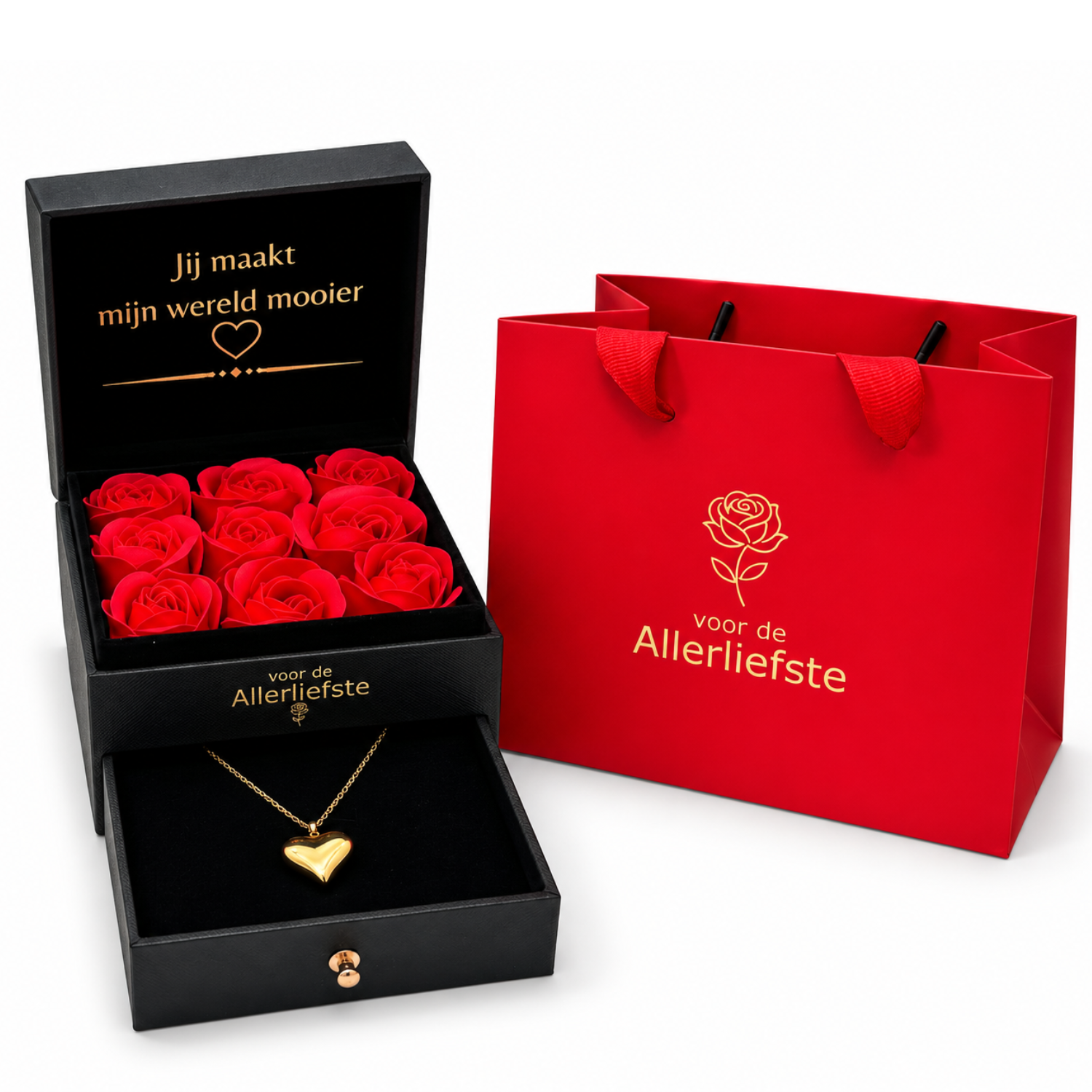 Luxe rozen sieraden cadeaubox vintage hart ketting